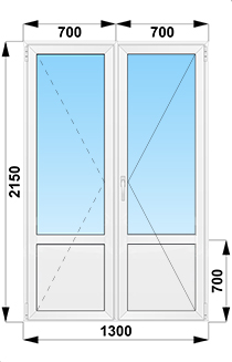 Балконная дверь поворотная с глухим низом 700x2150